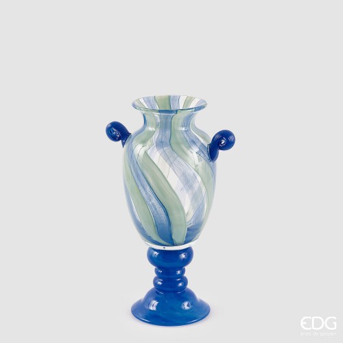Ваза стеклянная EDG Pennellate голубая В33