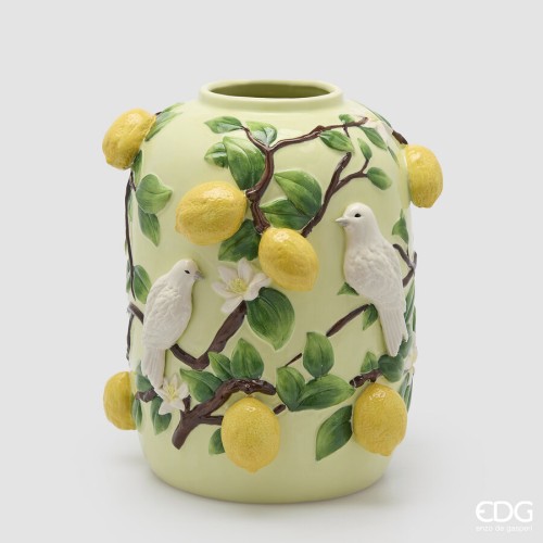 Ваза керамічна EDG Лимони з пташками В36