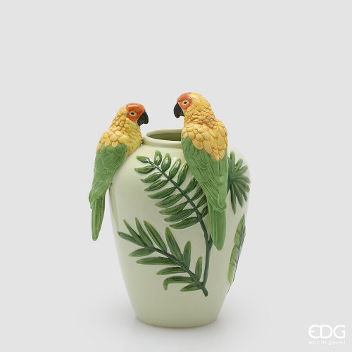 Ваза керамическая EDG Попугаи зеленая В31