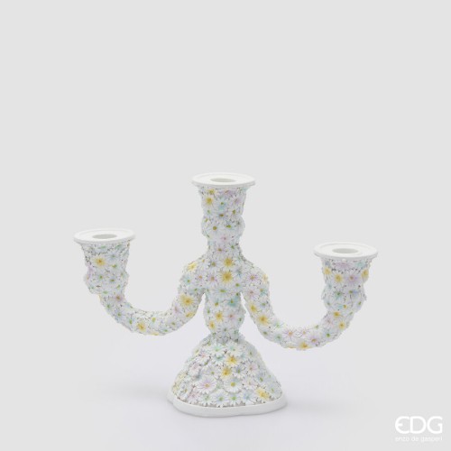 Подсвечник EDG Маргаритки белый на три свечи В20