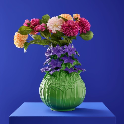 Ваза керамічна ZELENA Літні квіти фіолетова В36