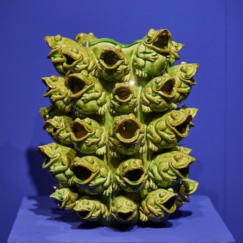 Ваза керамічна ZELENA Жабки зелені В32