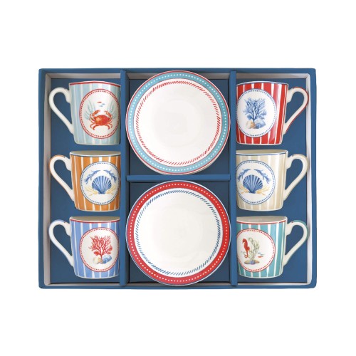 Чашки с блюдцем Easy Life Sea Breeze для кофе 100мл х6