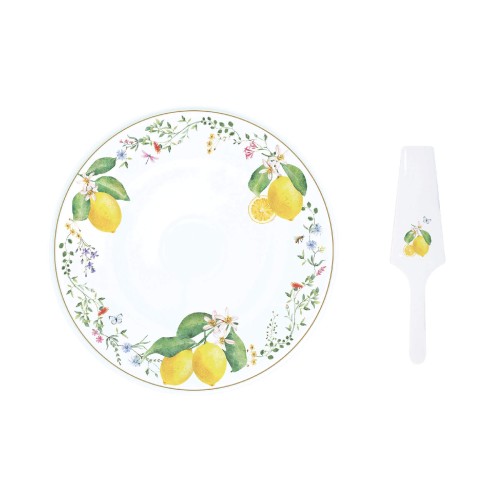Подставка для торта и лопатка Easy Life Fleurs et Citrons Д32