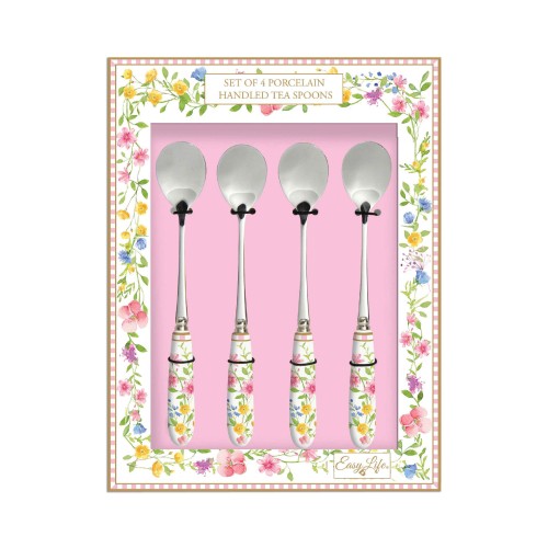 Чайные ложки Easy Life Happy Easter с фарфоровыми ручками х4