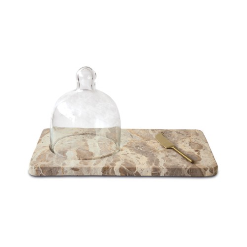 Доска для сыра Pozzi Milano Marble Buterscotch с клошем и ножом 23х38