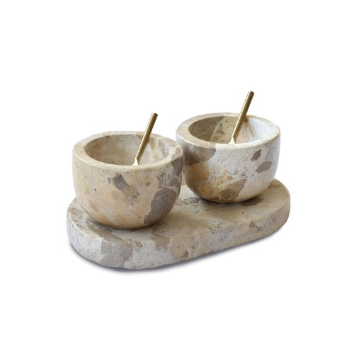 Набор для специй Pozzi Milano Marble Buterscotch две емкости, ложки и поднос