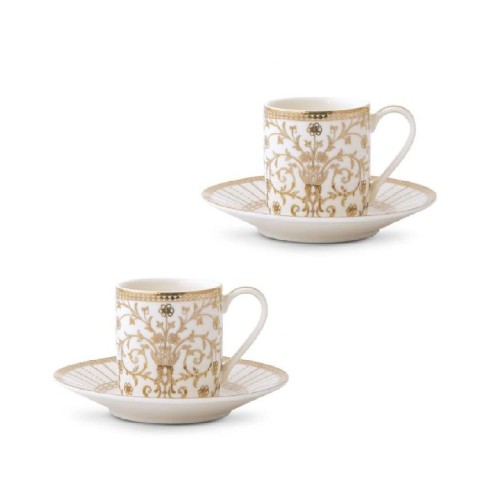 Фарфоровые чашки с блюдцем Pozzi Milano Golden 80мл х2