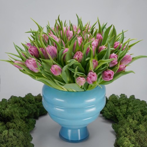 Ваза стеклянная Abhika Yuri Rolls светло-голубая В22