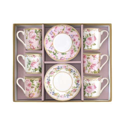 Чашки із блюдцем Easy Life Chant des Roses для кави 100мл х6