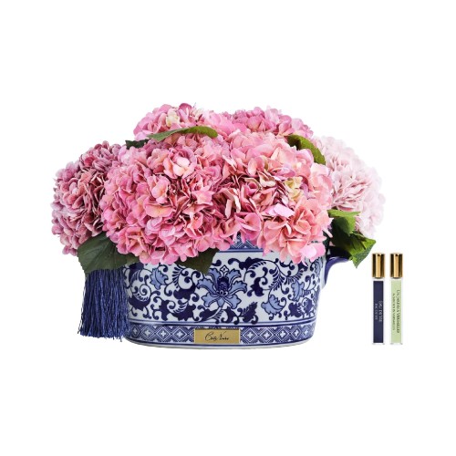 Аромадифузор Cote Noire Oriental Шинуазрі Grand Гортензії рожеві у блакитній вазі 