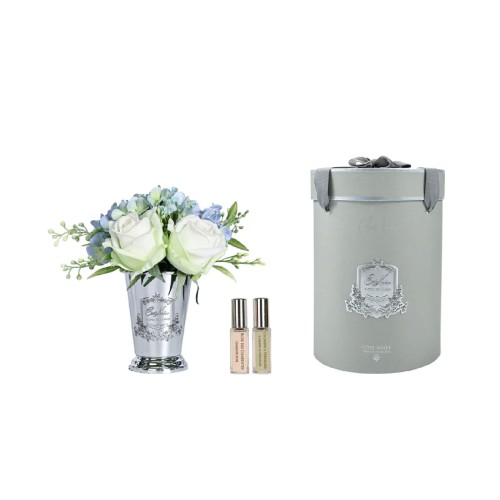 Аромадифузор Cote Noire Flower New Літній букет біло-блакитний у срібній вазі 2 парфуми