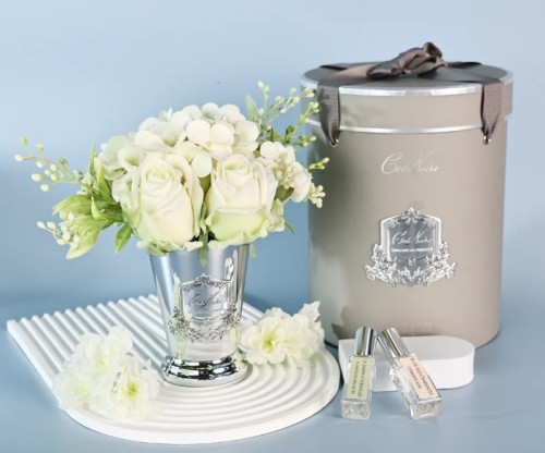 Аромадифузор Cote Noire Flower New Літній букет біло-зелений у срібній вазі 2 парфуми