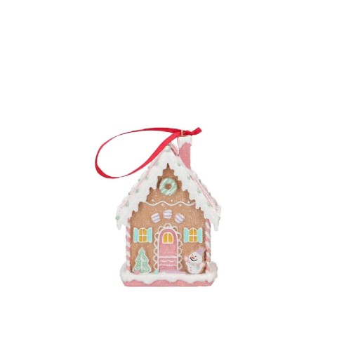 Елочная игрушка ZELENA Пряничный домик кремовый