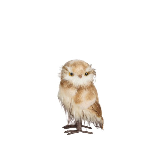 Новорічна статуетка ZELENA Сова біло-коричнева В23