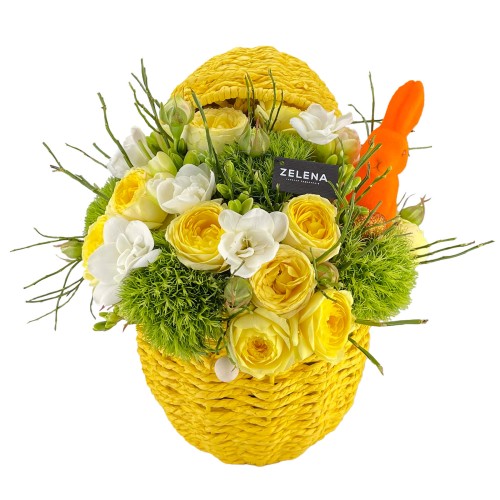 Композиция на Пасху Кролик в корзинке