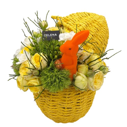 Композиция на Пасху Кролик в корзинке
