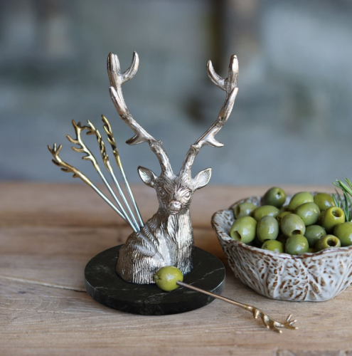 Шпажки металеві Culinary Concepts Олень на мармуровій підставці х5