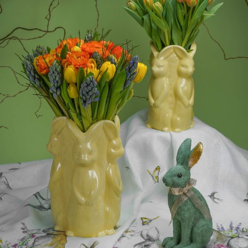 Ваза керамическая EDG Кролики желтая В30