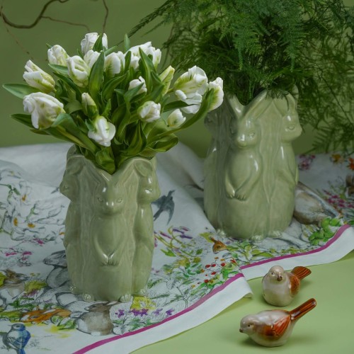 Ваза керамическая EDG Кролики зеленая В24