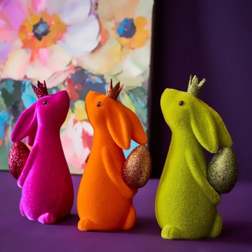 Статуетка ZELENA Кролик із яйцем великодній рожевий В18