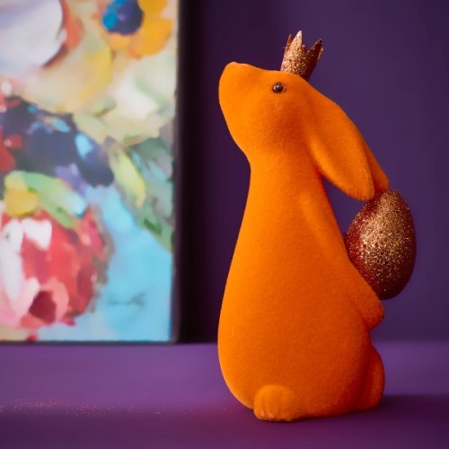 Статуетка ZELENA Кролик із яйцем великодній помаранчевий В18