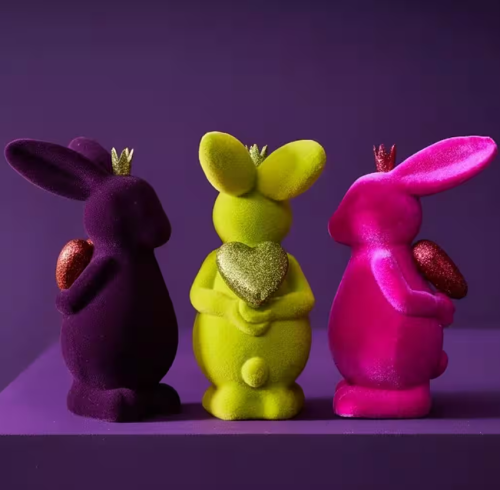 Статуетка ZELENA Кролик з сердечком рожевий В22