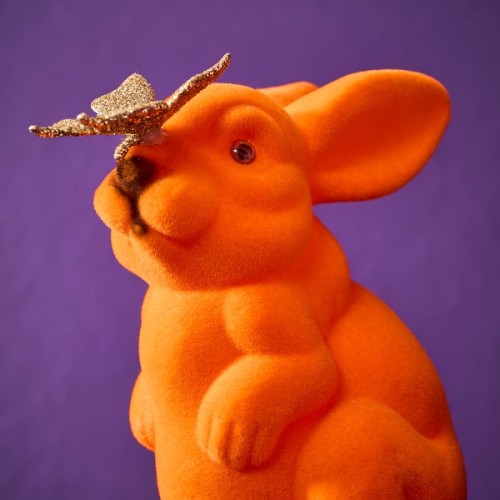 Статуетка ZELENA Кролик з метеликом великодній помаранчевий В19