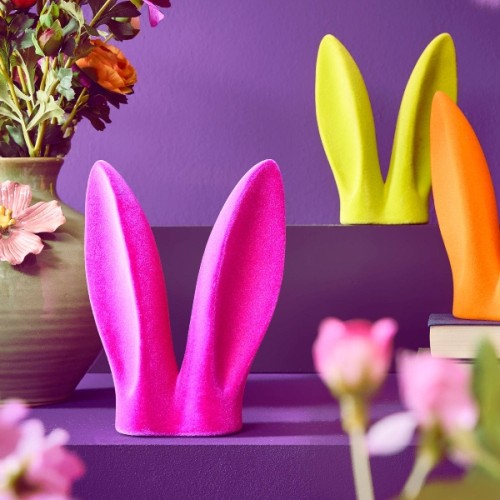 Статуетка ZELENA Вушка кролика оксамитові рожеві В26