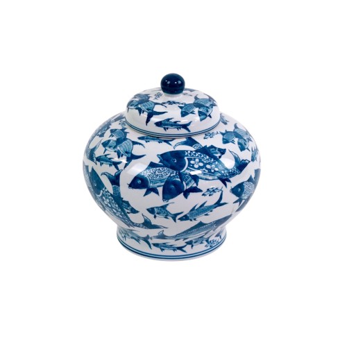 Ваза фарфоровая ZELENA Рыбы с крышкой В32