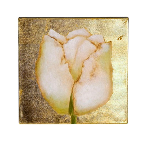 Настенное панно ZELENA холст Тюльпан бело-золотой 30х30