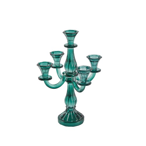 Подсвечник EDG Crystal на 5 свечей бирюзовый В35