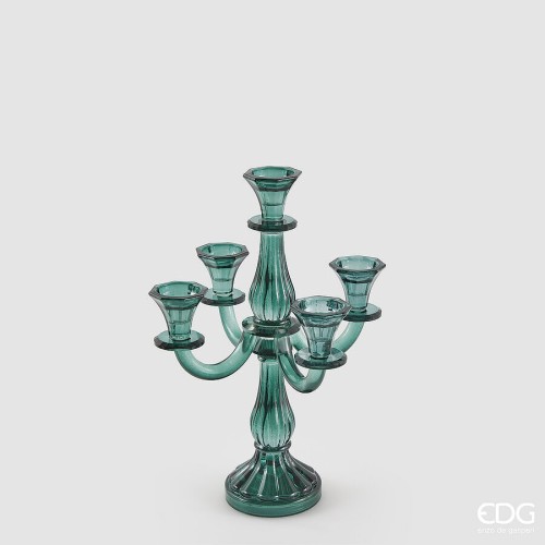 Подсвечник EDG Crystal на 5 свечей бирюзовый В35