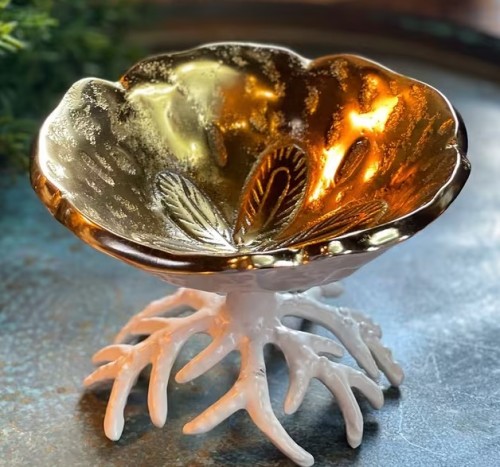 Чаша на подставке Culinary Concepts Море Коралл бело-золотой Д14