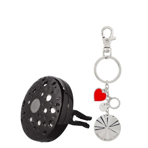 Набор Maison Berger Маленькие сокровища аромадиффузор для авто Ophelia Liliflora и брелок черный