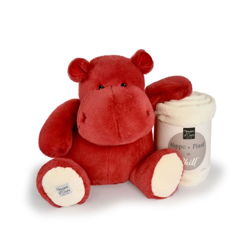 М'яка іграшка Бегемотик Histoire D'Ours Hippo Chill червоний з ковдрою В45