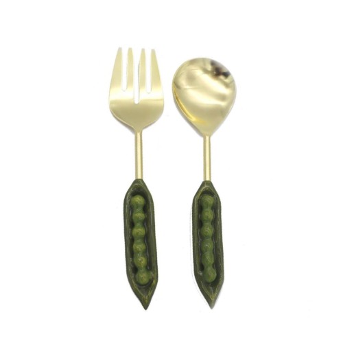 Ложка та виделка для салату Culinary Concepts Зелений горошок х2