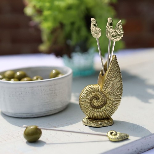 Шпажки металлические Culinary Concepts Море Ракушка золотая х4