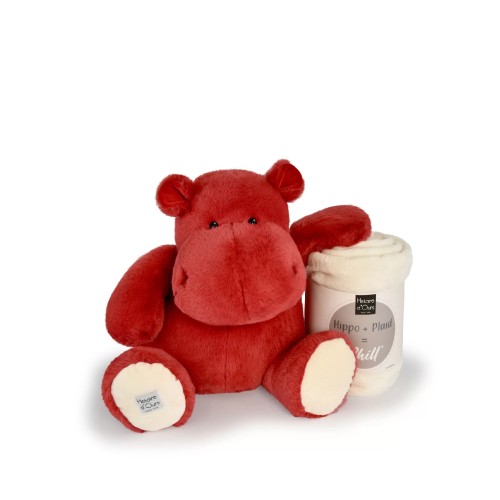 М'яка іграшка Бегемотик Histoire D'Ours Hippo Chill червоний з ковдрою В45