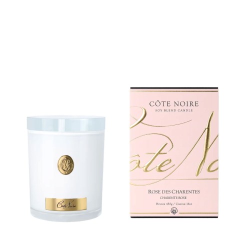Аромасвеча Cote Noire 450г Шарантская роза белая золото