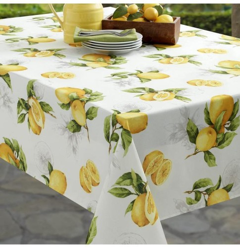 Скатертина на стіл Tessitura Toscana лляна Limoncello 170x170