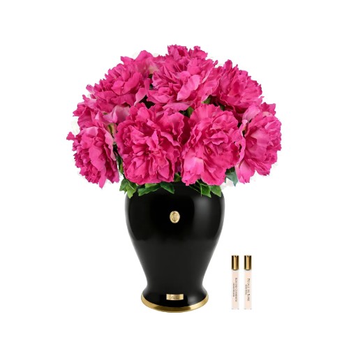 Аромадифузор Cote Noire Flower Imperial Півонії пурпурові в чорній вазі золото 2 парфуми