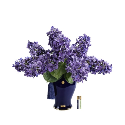 Аромадифузор Cote Noire Flower Oriental Шинуазрі Гортензії синьо-фіолетові у вазі золото 2 парфуми