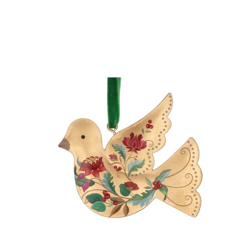 Елочная игрушка Gisela Graham Floribunda Птичка золотая металлическая В8