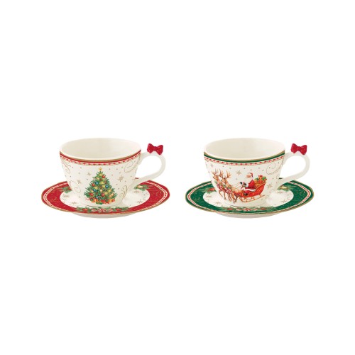 Чашки для кофе Easy Life Christmas Heritage с блюдцем 120мл х2