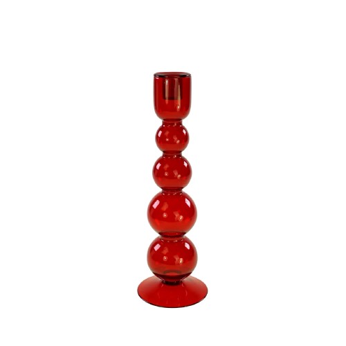 Свічник скляний ZELENA Bubble червоний В30