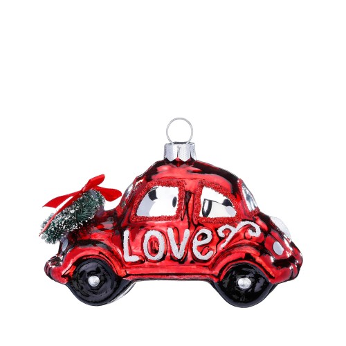 Ялинкова іграшка Inge Glas Машинка Love червона В7