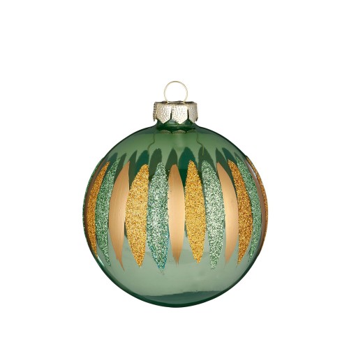 Елочный шар Inge Glas Christmas зелено-золотой Д8