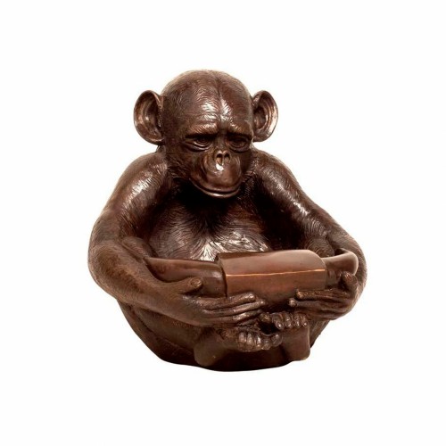 Бронзова статуя ZELENA Мавпа з чашею достатку В46