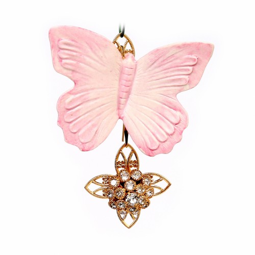 Ялинкова іграшка Villari Метелик порцеляновий рожевий